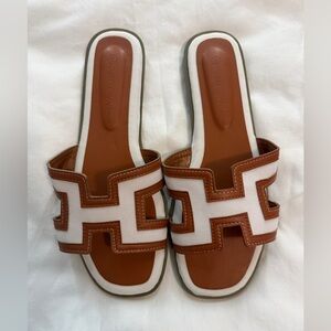 Wild Diva Tan and Cream Women's Slide Sandals